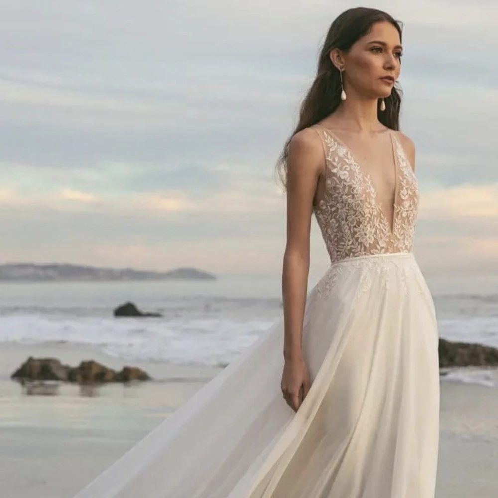 Jenny Yoo Ivory Lace Bodice Tulle A-Line Wedding Dress